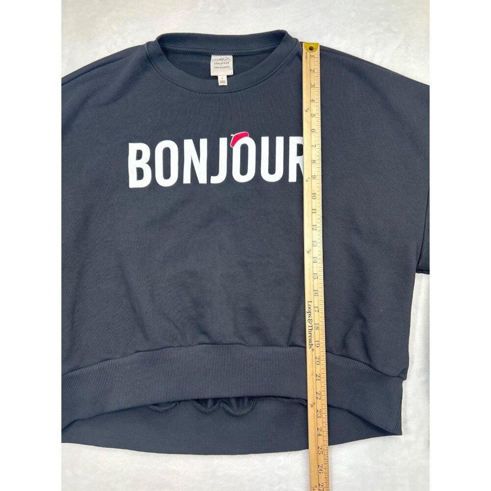 Cinq à Sept Bonjour Black Beret Brandy Pullover Sweatshirt Women's L Oversized - Picture 6 of 9